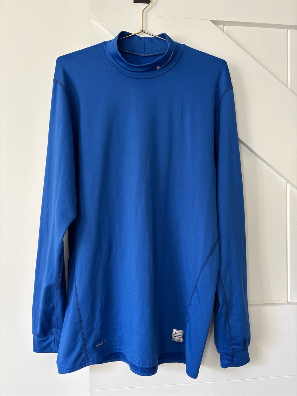 Nike Pro Nike Fit Long Sleeve Mock Neck Short Royal Blue XL Activewear Fleece
